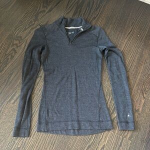 Smartwool, women’s quarter zipper base layer top, size XS, charcoal grey.